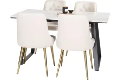 Estelle Matgrupp 140 cm Rektangulär med 4 Velvet Deluxe stolar