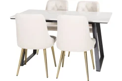 Estelle Matgrupp 140 cm Rektangulär med 4 Velvet Deluxe stolar