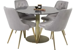 Estelle Matgrupp 106 cm Rund med 4 Velvet stolar