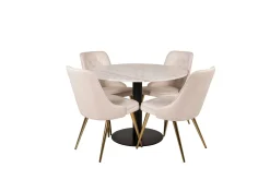 Estelle Matgrupp 106 cm Rund med 4 Velvet Deluxe stolar