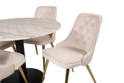 Estelle Matgrupp 106 cm Rund med 4 Velvet Deluxe stolar