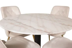 Estelle Matgrupp 106 cm Rund med 4 Velvet Deluxe stolar