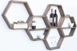 Evila Vägghylla 5 Hexagoner