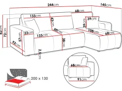 Flo Bäddsoffa med Divan 3-sits