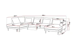 Florenz 4-sits Vänstervänd U-formad Soffa med Divan och Schäslong i Chenille