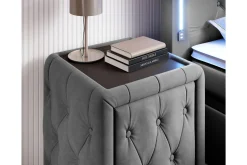 Franco Komplett Sängpaket med förvaring LED-belysning 180x200 cm + 2st Franco Sängbord