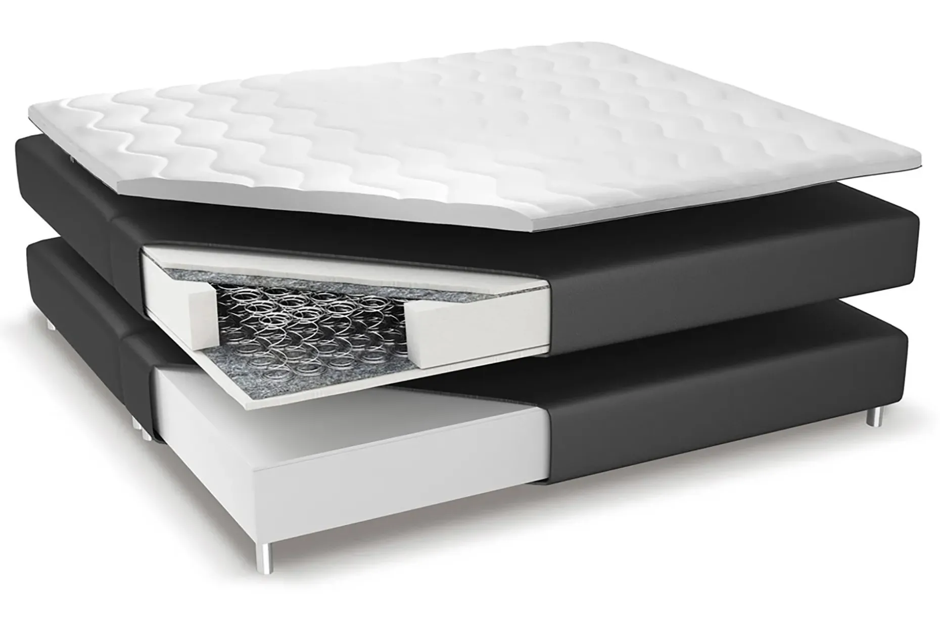 Franco Komplett Sängpaket med förvaring LED-belysning 180x200 cm + 2st Franco Sängbord