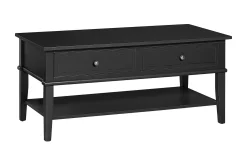 Franklin Soffbord 105 cm med Förvaring Hylla + 2 Lådor Svart