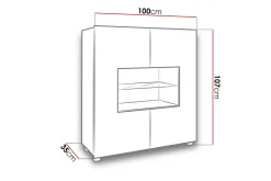 Frick Vitrinskåp Vit LED Belysning 35 cm djup 100 cm bred 107 cm hög Ljust Trä Ek Glas