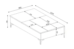 Furny Home Soffbord 121 cm Höj- och Sänkbar med Förvaring