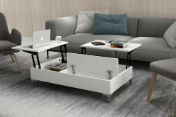 Furny Home Soffbord 121 cm Höj- och Sänkbar med Förvaring