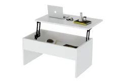 Furny Home Soffbord 90 cm Höj- och Sänkbar med Förvaring