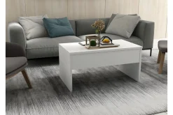 Furny Home Soffbord 90 cm Höj- och Sänkbar med Förvaring