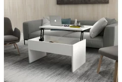 Furny Home Soffbord 90 cm Höj- och Sänkbar med Förvaring