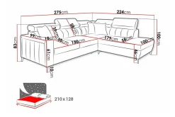 Galbally 3-sits Hörnbäddsoffa beige
