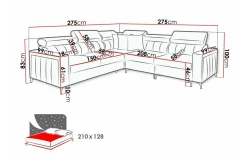 Galbally 4-sits Hörnbäddsoffa Black