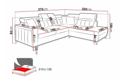 Galbally 3-sits Hörnbäddsoffa beige
