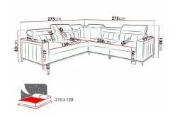 Galbally 4-sits Hörnbäddsoffa Ljusgrå
