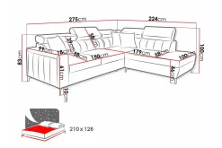 Galbally 3-sits Hörnbäddsoffa Ljusgrå