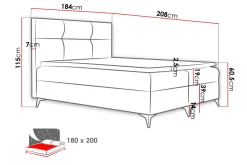 Galtebol Kontinentalsäng 180x200 cm LED-belysning