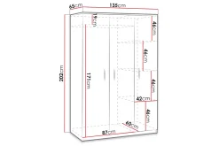 Garderob Julissa LED-belysning
