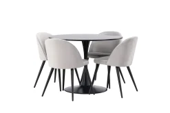 Glade Matgrupp 100 cm Rund med 4 Velvet stolar