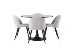 Glade Matgrupp 100 cm Rund med 4 Velvet stolar