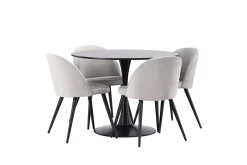 Glade Matgrupp 100 cm Rund med 4 Velvet stolar