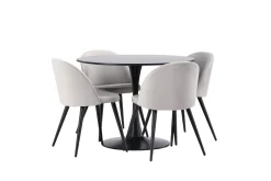 Glade Matgrupp 100 cm Rund med 4 Velvet stolar