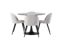 Glade Matgrupp 100 cm Rund med 4 Velvet stolar