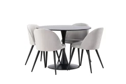 Glade Matgrupp 100 cm Rund med 4 Velvet stolar