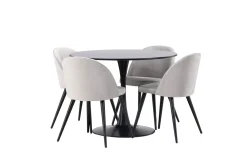 Glade Matgrupp 100 cm Rund med 4 Velvet stolar