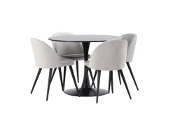 Glade Matgrupp 100 cm Rund med 4 Velvet stolar