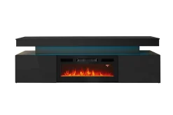 Glenndale Tv bänk med Förvaring + LED kamin + Belysning 190