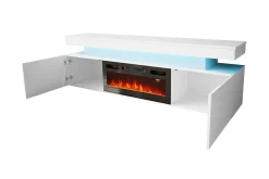 Glenndale Tv bänk med Förvaring + LED kamin + Belysning 190