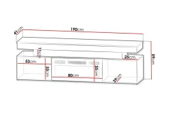 Glenndale Tv bänk med Förvaring + LED kamin + Belysning 190