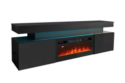 Glenndale Tv bänk med Förvaring + LED kamin + Belysning 190