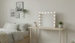 Glow Sminkspegel på fot 50 cm med LED Belysning/Lampor Hollywood spegel