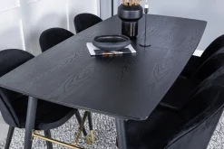 Gold Matgrupp Förlängningsbar 180-220 cm Rektangulär med 6 Velvet stolar