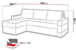 Gordia Divanbäddsoffa 234x82x156 cm