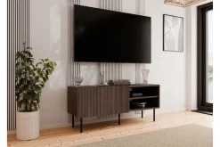 Hammarstrand Ribbad TV Bänk mörk trä med förvaring - 42 cm djup 150 cm bred 58 cm hög