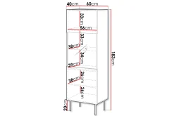 Hammarstrand Vitrinskåp 40 cm djup 60 cm bred 183 cm hög Trä Valnöt Glas