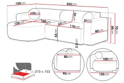 Hanish Bäddsoffa med Divan 3-sits i Plysch