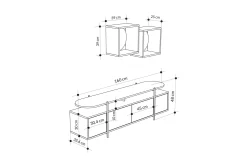 Hanley Tv-möbelset 160x35,6 cm Svart/Vit