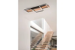 Harper LED Plafond 65 cm mattsvart/ trä