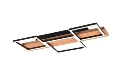 Harper LED Plafond 65 cm mattsvart/ trä