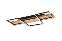 Harper LED Plafond 65 cm mattsvart/ trä