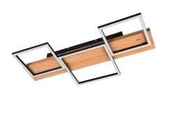 Harper LED Plafond 65 cm mattsvart/ trä
