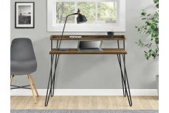 Haven Skrivbord 114 cm med Förvaring Hylla Valnötsbrun/Svart