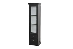 Havin Smalt Vitrinskåp 30 cm djup 45 cm bred 166 cm hög Mörkt Trä Glas